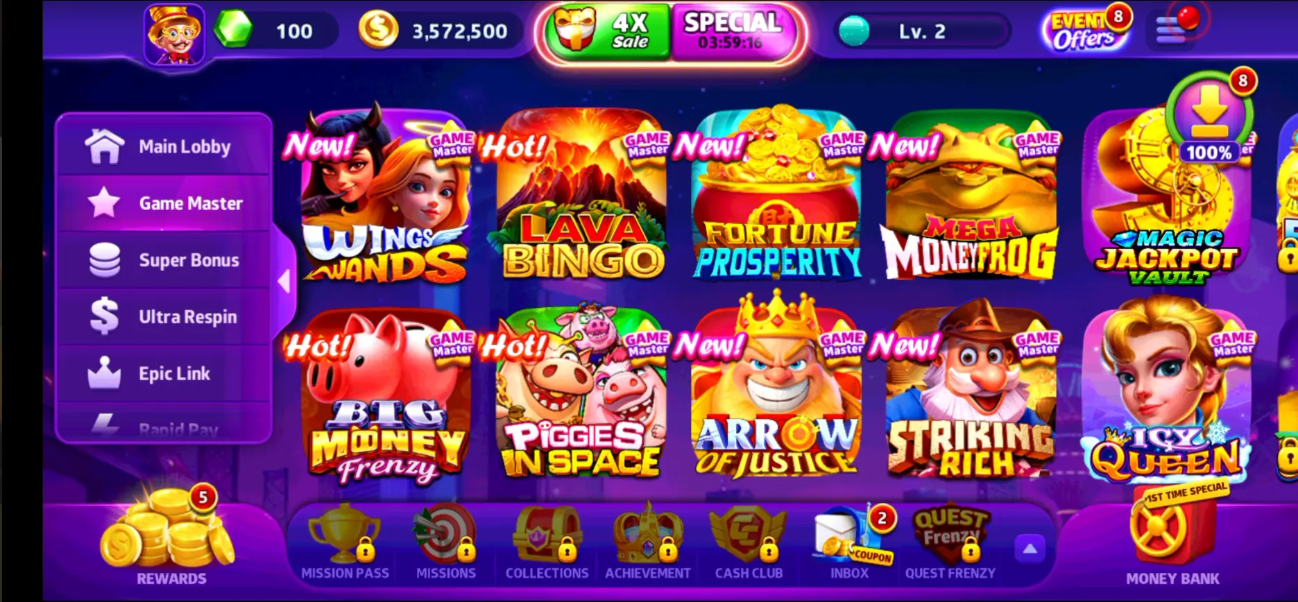 Cash Frenzy 777 Game Master Screen